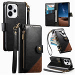 For Oppo Reno15 F 5G Case Color Splicing TPU PU Leather Flip Shockproof Phone Cover with Wrist Strap
