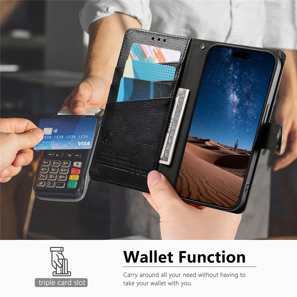 For Oppo Reno15 F 5G Case Color Splicing TPU PU Leather Flip Shockproof Phone Cover with Wrist Strap