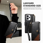 For Oppo Reno15 F 5G Case Color Splicing TPU PU Leather Flip Shockproof Phone Cover with Wrist Strap