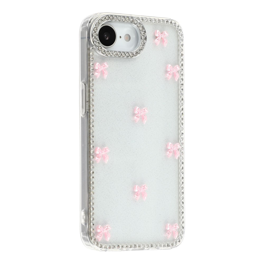 For iPhone 17e / 16e Case Rhinestone Aurora Butterfly Bow Glitter TPU + PC IMD Phone Cover