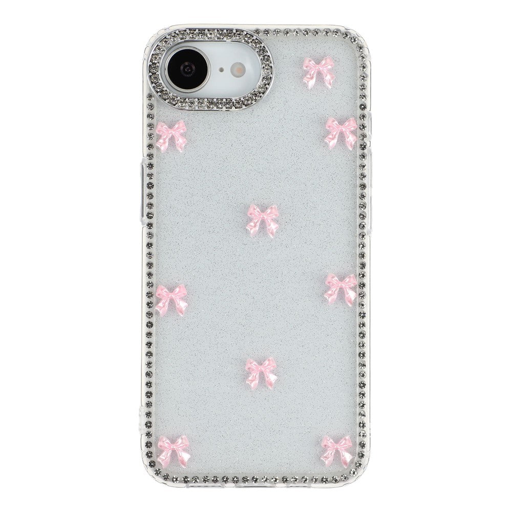 For iPhone 17e / 16e Case Rhinestone Aurora Butterfly Bow Glitter TPU + PC IMD Phone Cover