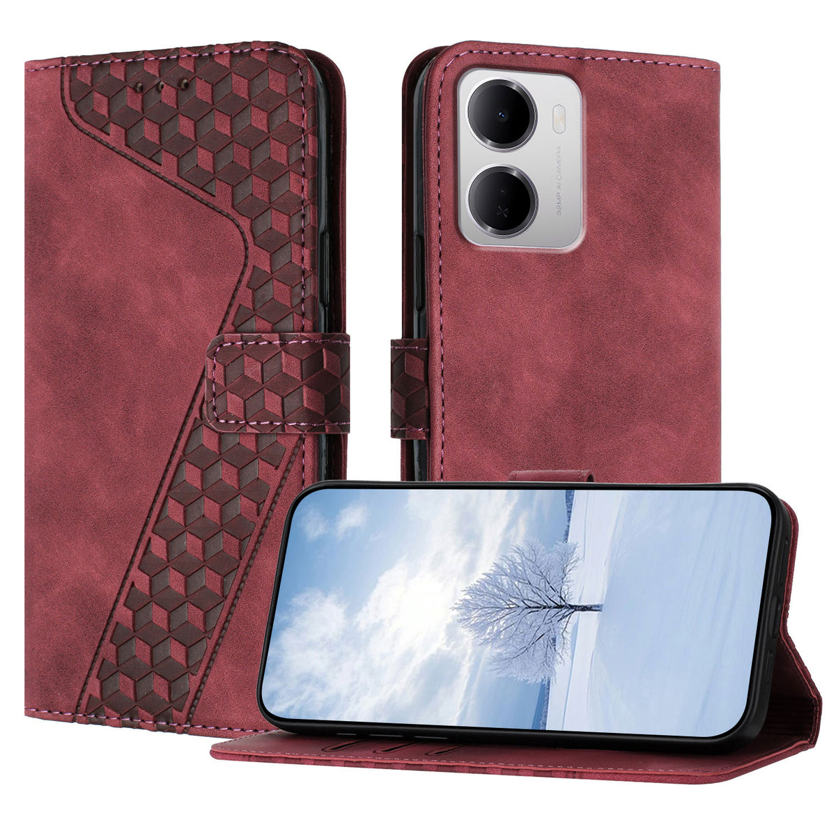 For Xiaomi Redmi 15a 5G Leather Case 7-Shaped Pattern Wallet Stand Shockproof Phone Cover