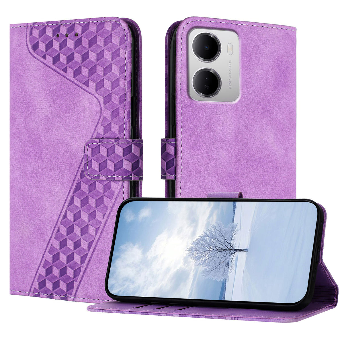 For Xiaomi Redmi 15a 5G Leather Case 7-Shaped Pattern Wallet Stand Shockproof Phone Cover
