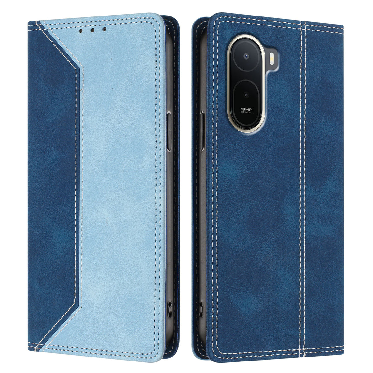 For Xiaomi Redmi A7 Pro 4G (171.56mm) / Poco C85x 5G Leather Case Skin Touch Color Splicing RFID Blocking Wallet Stand Phone Cover