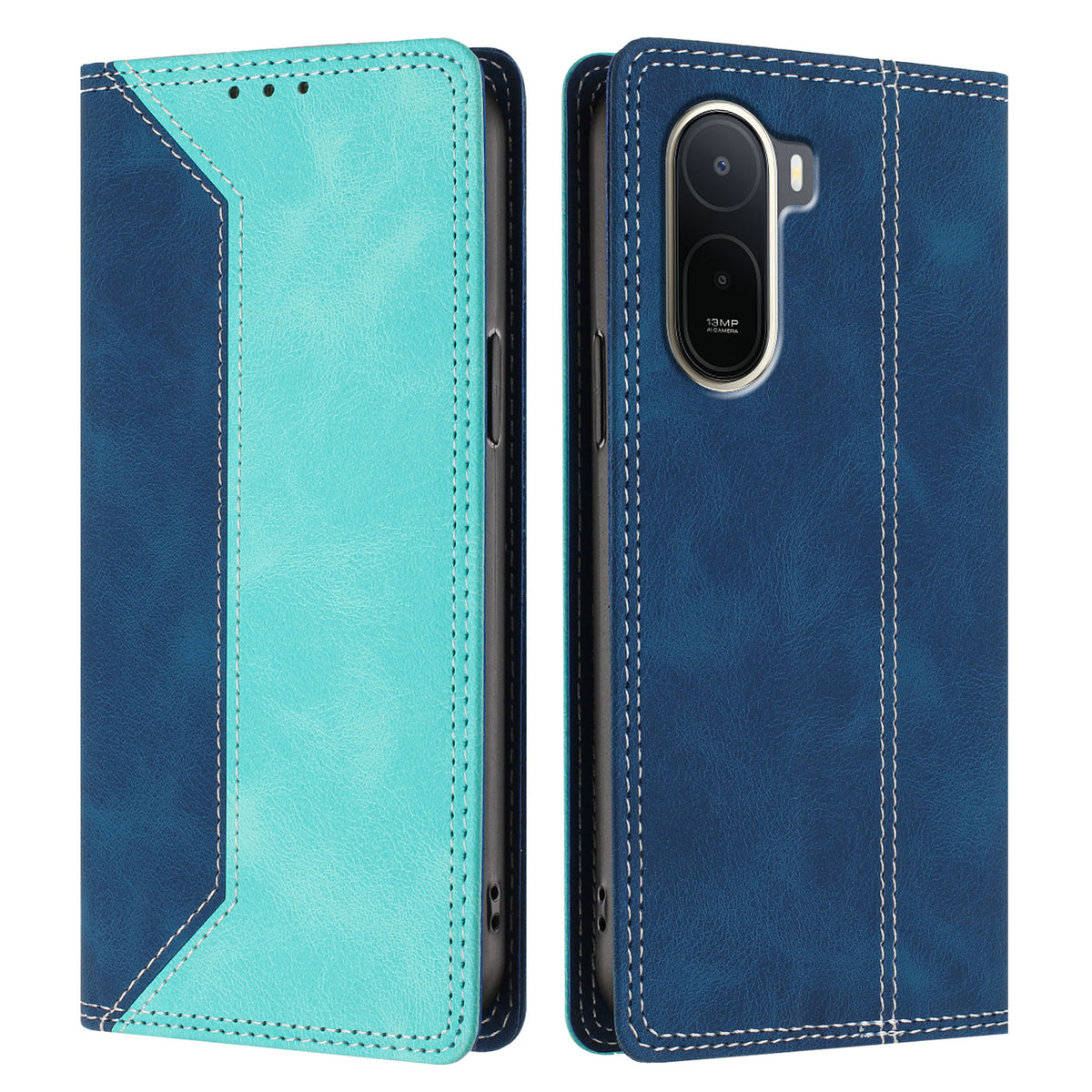 For Xiaomi Redmi A7 Pro 4G (171.56mm) / Poco C85x 5G Leather Case Skin Touch Color Splicing RFID Blocking Wallet Stand Phone Cover