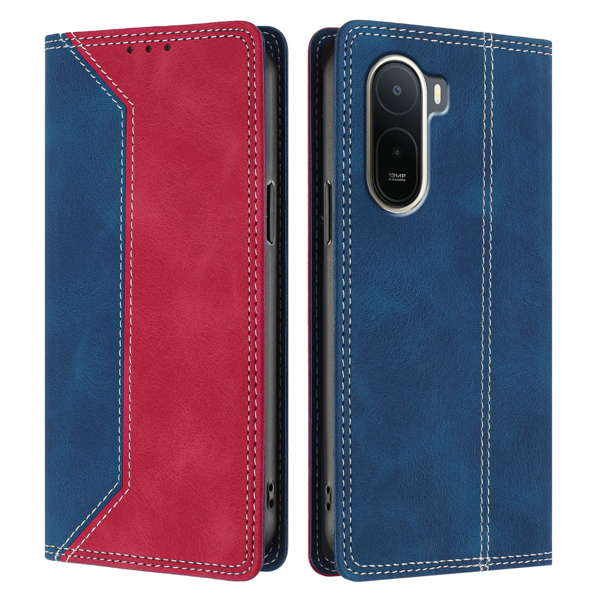 For Xiaomi Redmi A7 Pro 4G (171.56mm) / Poco C85x 5G Leather Case Skin Touch Color Splicing RFID Blocking Wallet Stand Phone Cover