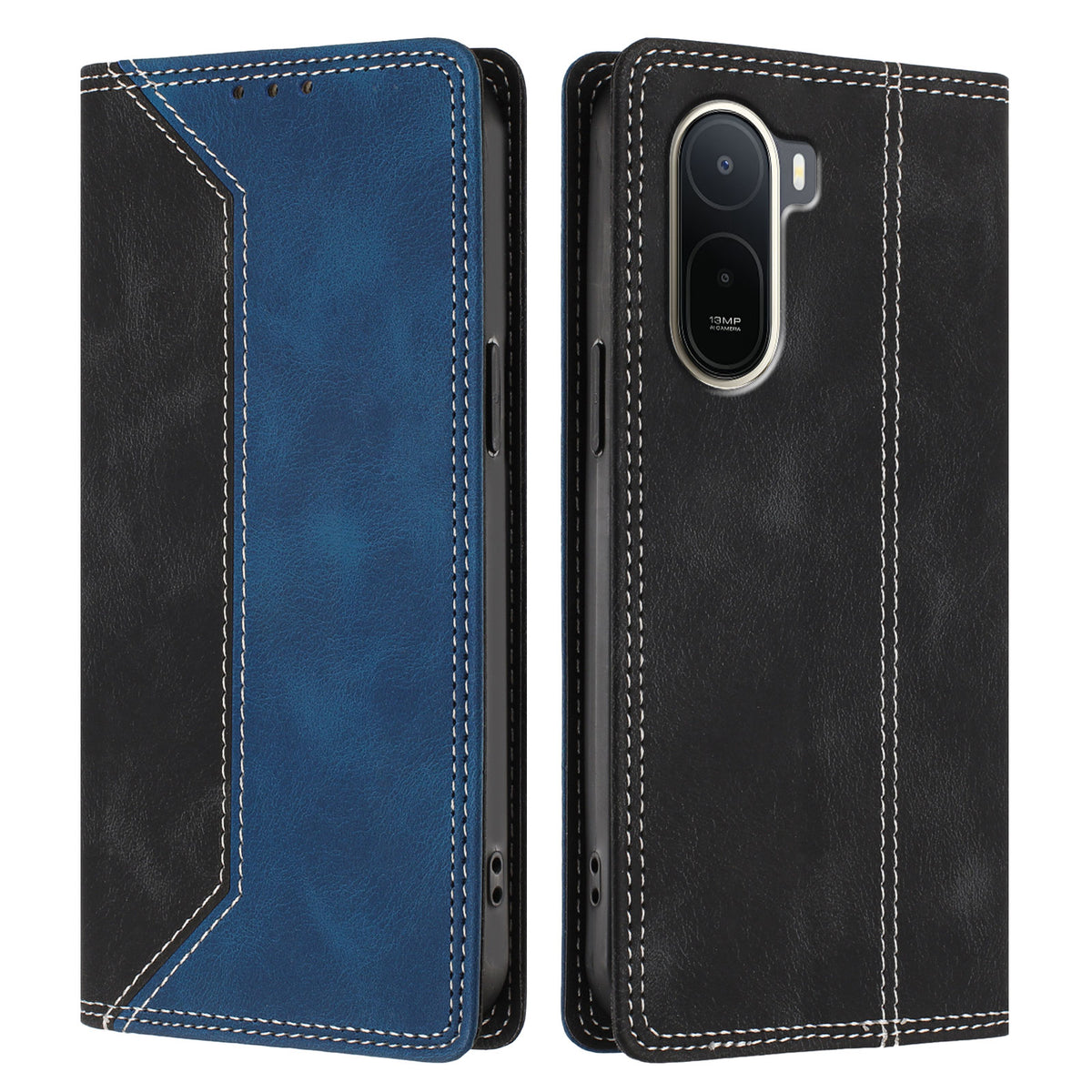 For Xiaomi Redmi A7 Pro 4G (171.56mm) / Poco C85x 5G Leather Case Skin Touch Color Splicing RFID Blocking Wallet Stand Phone Cover