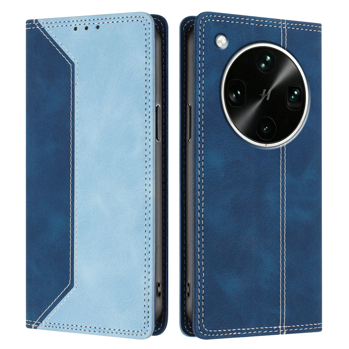 For Oppo Find X9 Ultra 5G Leather Case Skin Touch Color Splicing RFID Blocking Wallet Stand Phone Cover