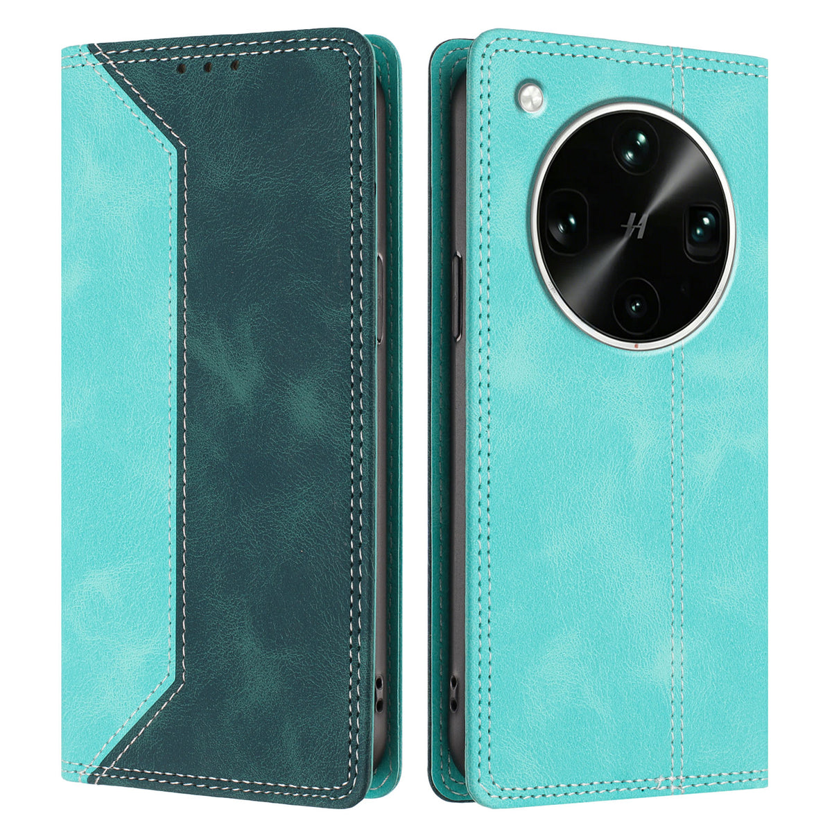 For Oppo Find X9 Ultra 5G Leather Case Skin Touch Color Splicing RFID Blocking Wallet Stand Phone Cover