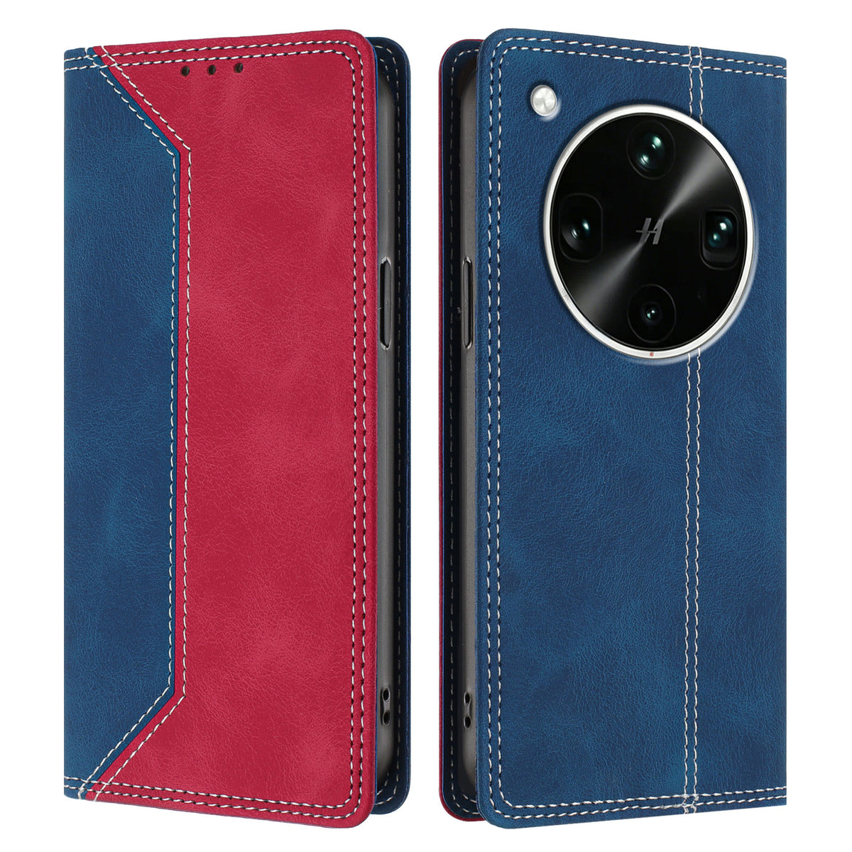 For Oppo Find X9 Ultra 5G Leather Case Skin Touch Color Splicing RFID Blocking Wallet Stand Phone Cover