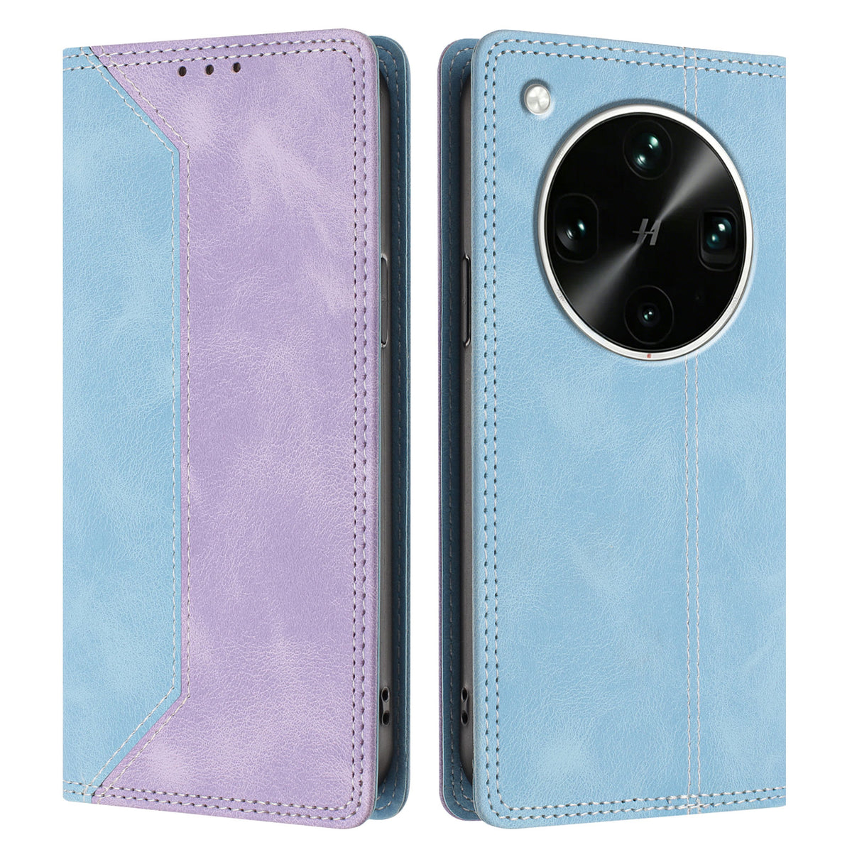 For Oppo Find X9 Ultra 5G Leather Case Skin Touch Color Splicing RFID Blocking Wallet Stand Phone Cover