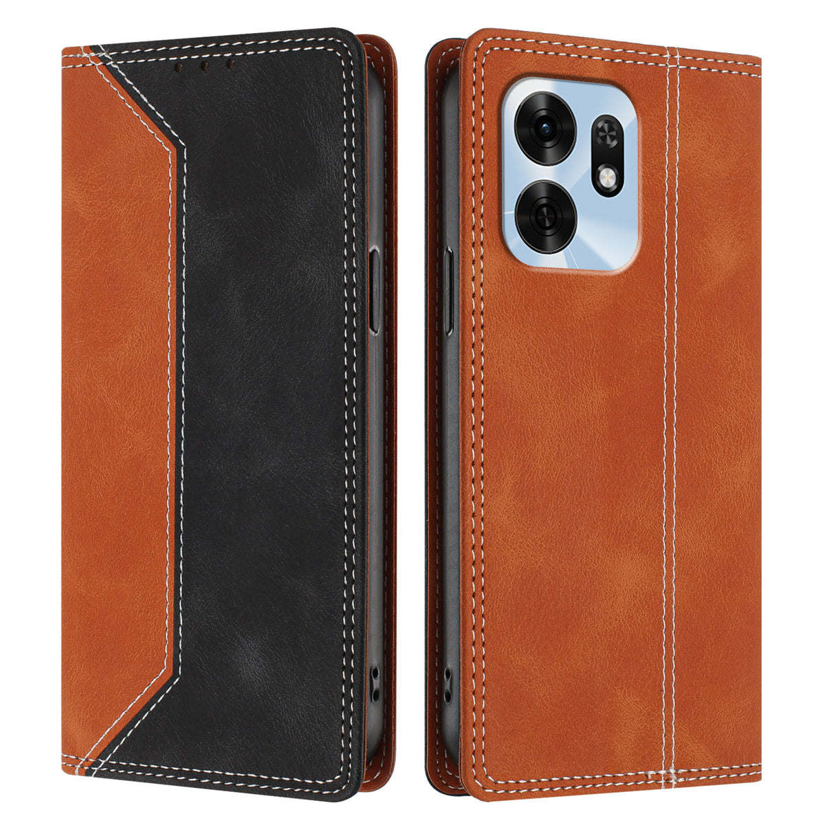 For Honor Play 60A 5G / Honor X6d 5G Leather Case Skin Touch Color Splicing RFID Blocking Wallet Stand Phone Cover