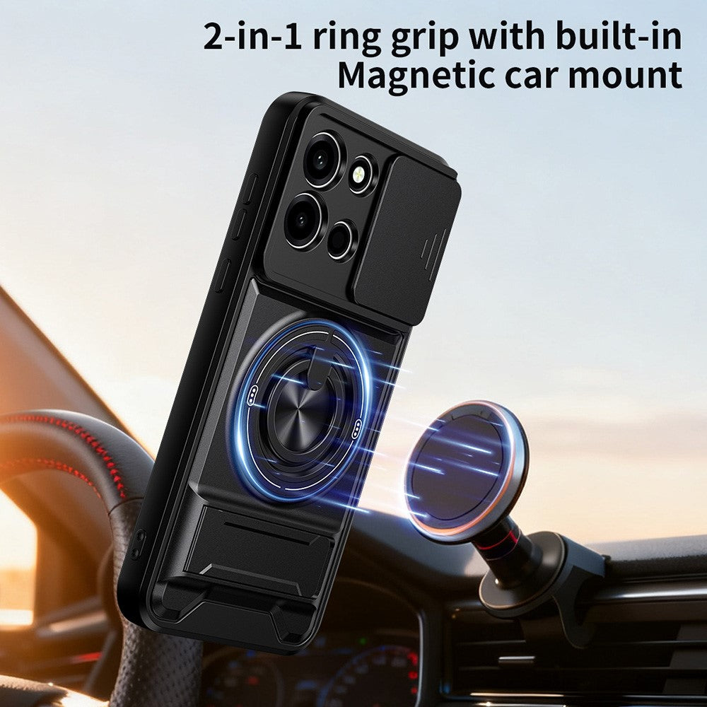 OnePlus Nord CE6 5G / Nord 6 5G / Turbo 6V 5G / Turbo 6 5G Magnetiskt skal Ringhållare Vikbart Stativ TPU PC mobilskal med Kameralinsreglage