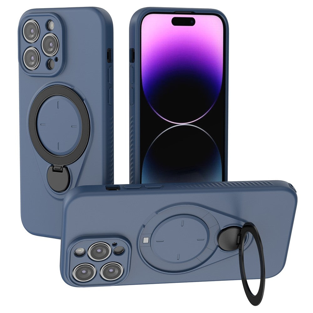 For iPhone 14 Pro Max Magnetic Case Rotating Kickstand TPU PC Phone Cover