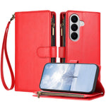 For Samsung Galaxy A27 5G / M47 5G Leather Case Zipper Wallet Stand Shockproof Phone Cover with Wrist Strap