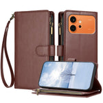 For Honor 600 Pro 5G / Honor 600 5G Leather Case Zipper Wallet Stand Shockproof Phone Cover with Wrist Strap