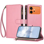 For Honor 600 Pro 5G / Honor 600 5G Leather Case Zipper Wallet Stand Shockproof Phone Cover with Wrist Strap