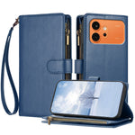 For Honor 600 Pro 5G / Honor 600 5G Leather Case Zipper Wallet Stand Shockproof Phone Cover with Wrist Strap