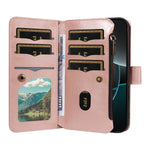 For iPhone 17 Wallet Case 9 Card Slots RFID Blocking Mandala Embossed Leather Flip Cover with Wrist Strap
