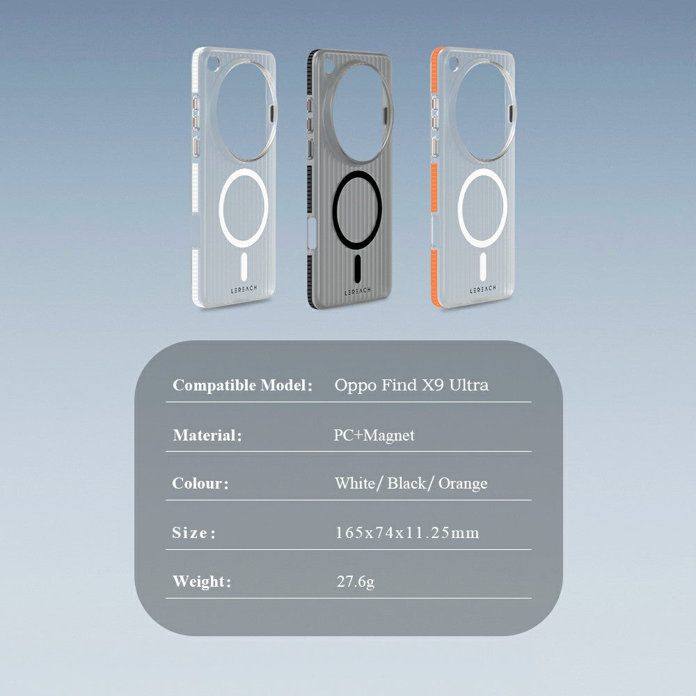 LEREACH TOC Series for Oppo Find X9 Ultra 5G Magnetic Case Flowing Grid PC Phone Cover
