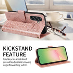 For Samsung Galaxy M56 5G / Galaxy A56 5G Wallet Case Embossed Mandala Pattern PU Leather + TPU Cover with Wrist Strap