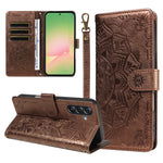 For Samsung Galaxy M56 5G / Galaxy A56 5G Wallet Case Embossed Mandala Pattern PU Leather + TPU Cover with Wrist Strap