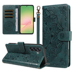 For Samsung Galaxy M56 5G / Galaxy A56 5G Wallet Case Embossed Mandala Pattern PU Leather + TPU Cover with Wrist Strap