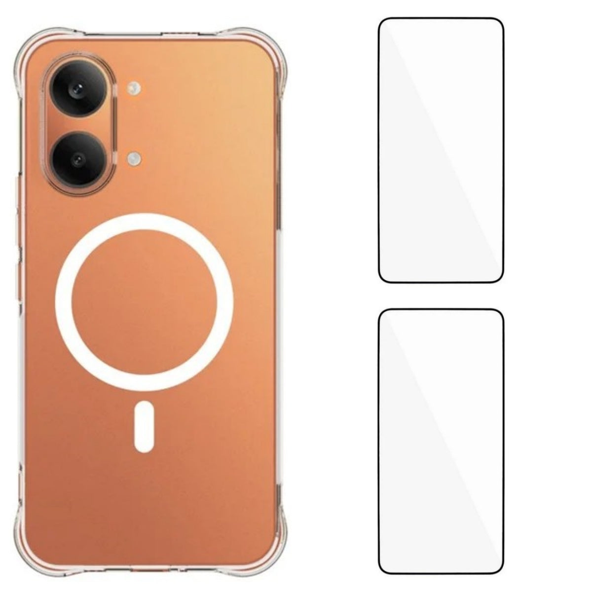 WANLONFENG för Xiaomi Poco X8 Pro Max 5G / Xiaomi Redmi Turbo 5 Max 5G WL1-serien 2,0 mm magnetiskt skal genomskinligt TPU-mobilbakstycke med 2 st. skärmfilmer