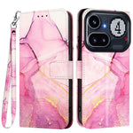 For Nothing Phone (4a) Pro Case with Strap Marble Pattern Leather Phone Cover Card Holder