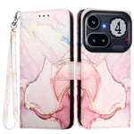 For Nothing Phone (4a) Pro Case with Strap Marble Pattern Leather Phone Cover Card Holder