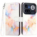 For Nothing Phone (4a) Pro Case with Strap Marble Pattern Leather Phone Cover Card Holder