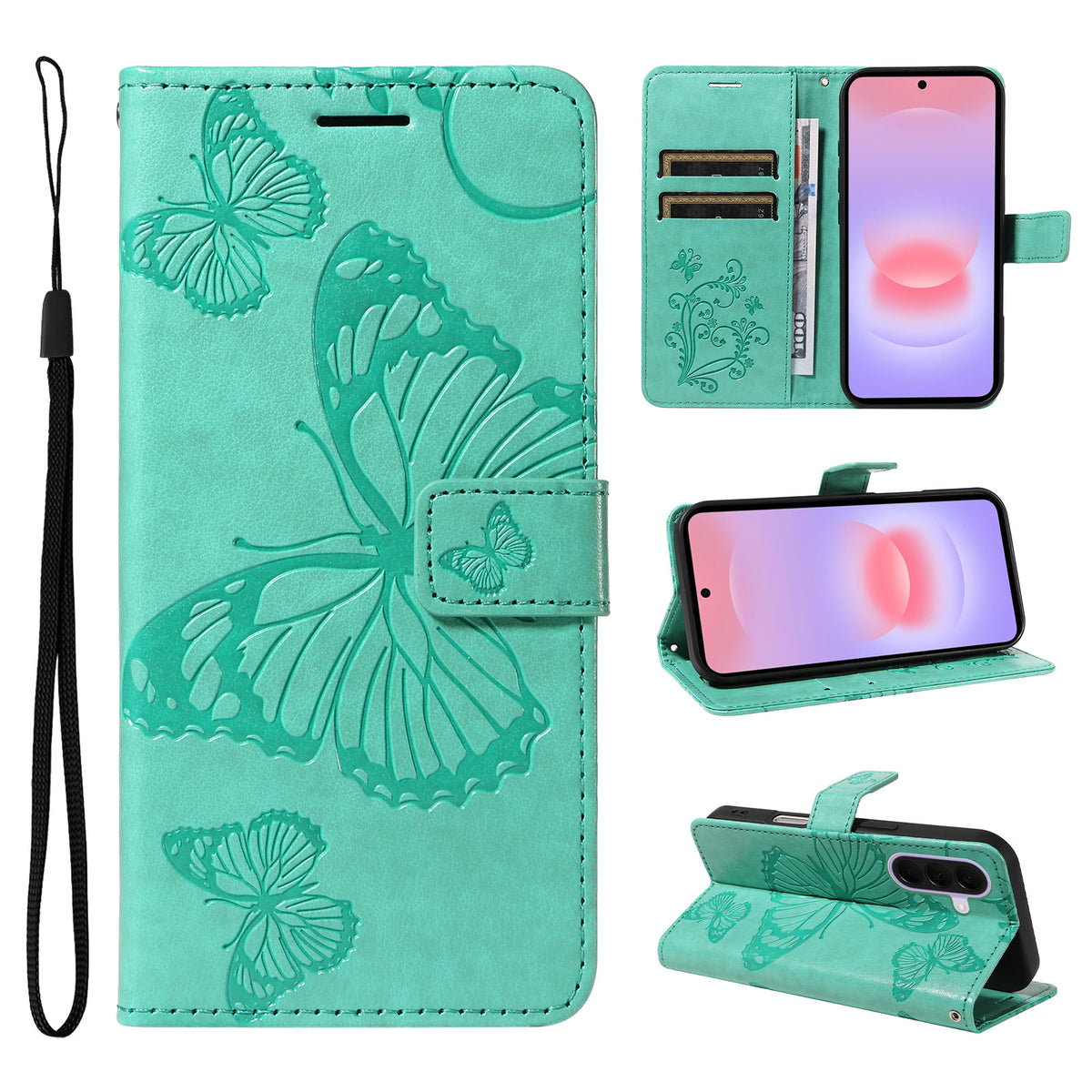 For Samsung Galaxy A27 5G Wallet Case Floral Butterfly Imprinted Leather Phone Cover Stand