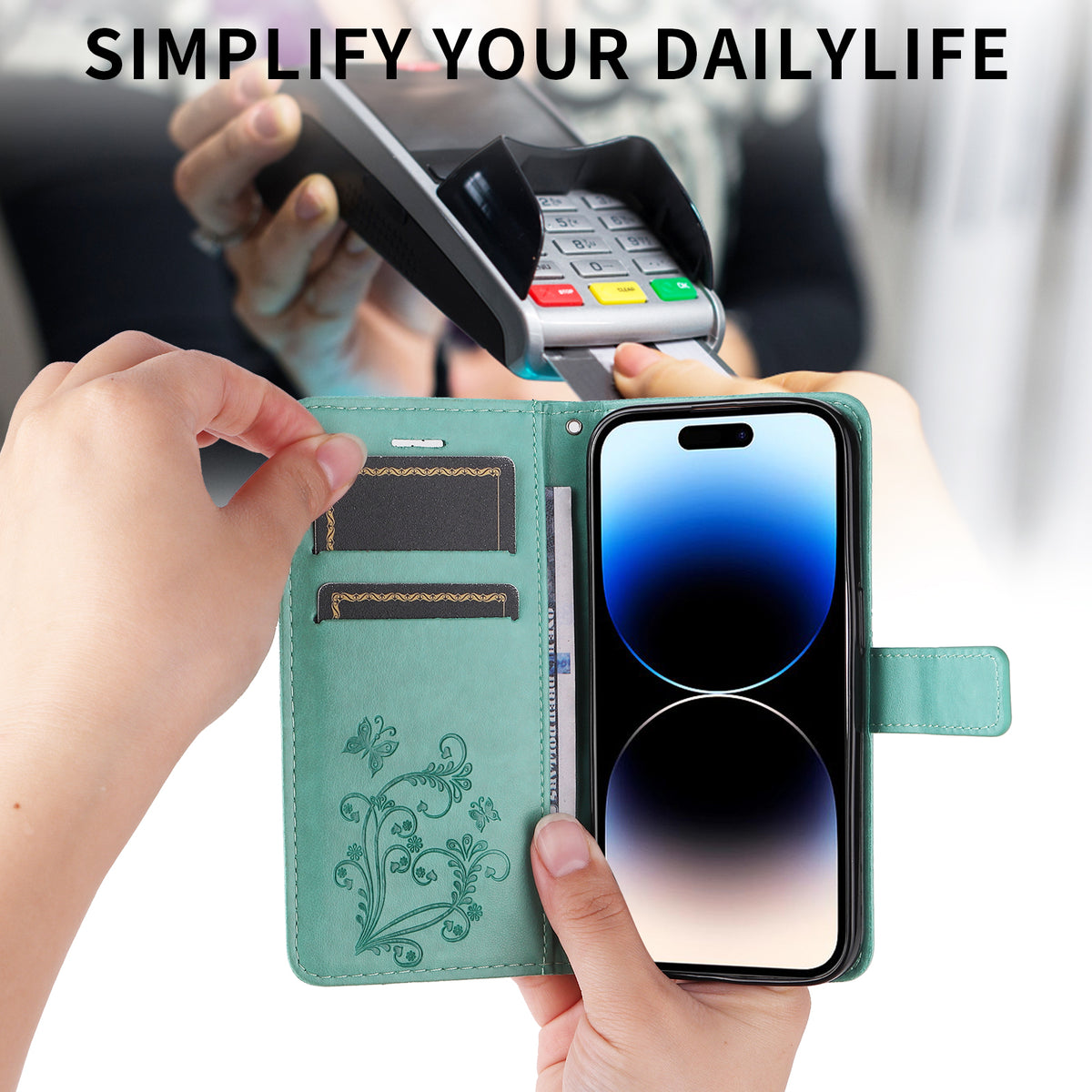 For Samsung Galaxy A27 5G Wallet Case Floral Butterfly Imprinted Leather Phone Cover Stand