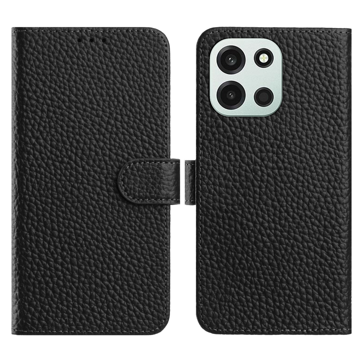 OnePlus Nord 6 5G / Turbo 6V 5G / Turbo 6 5G pungcover med stativ, litchitekstur, ægte okselæder og foldbart mobilcover