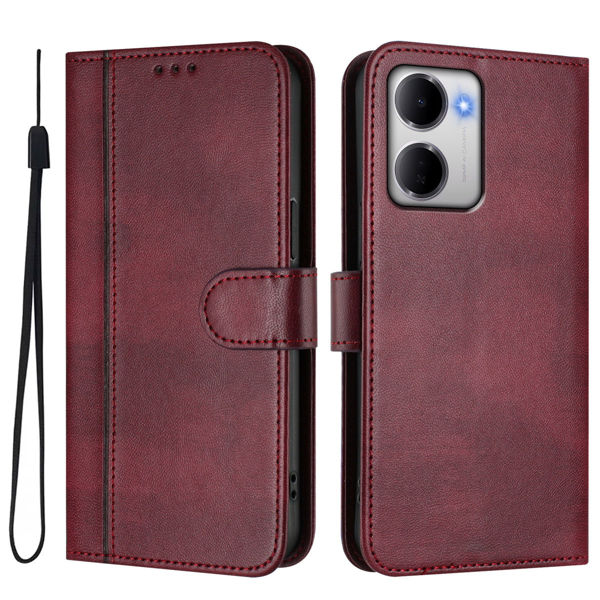 For Xiaomi Redmi 15a 5G Cases Wallet Stand Retro Texture Leather Phone Cover with Lanyard