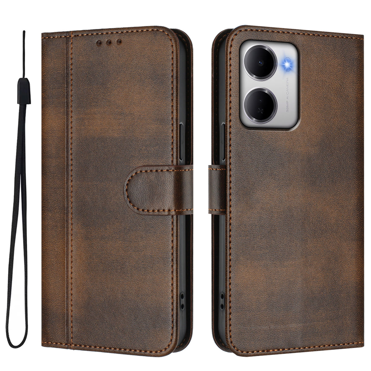 For Xiaomi Redmi 15a 5G Cases Wallet Stand Retro Texture Leather Phone Cover with Lanyard