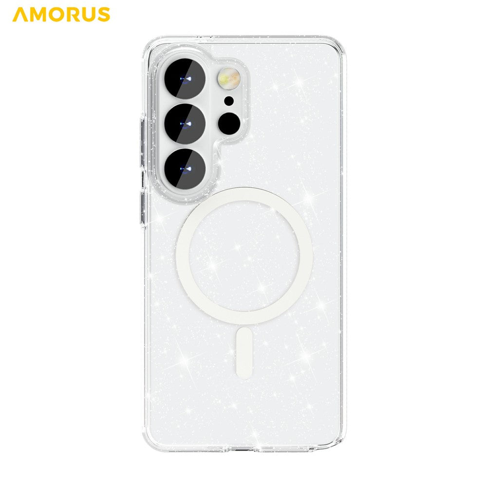 AMORUS For Samsung Galaxy S26 Ultra Magnetic Case Glitter Powder PC + TPU Phone Cover