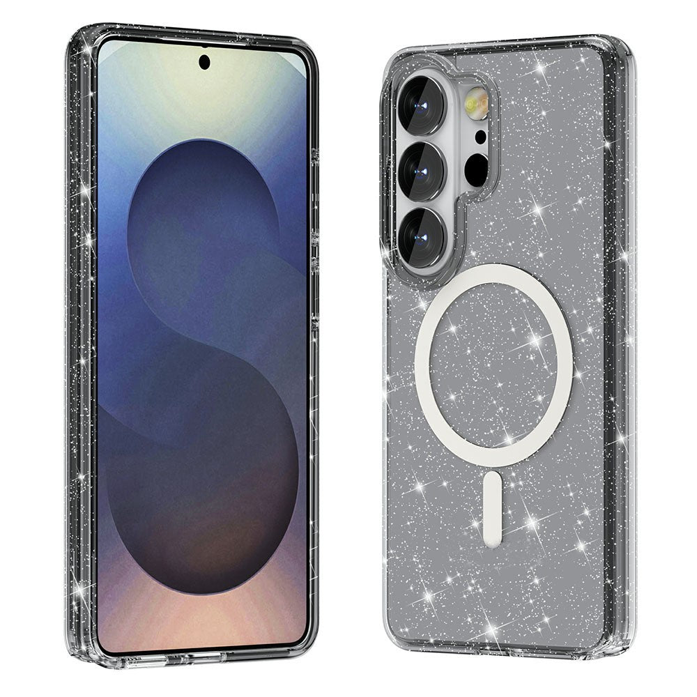 AMORUS For Samsung Galaxy S26 Ultra Magnetic Case Glitter Powder PC + TPU Phone Cover
