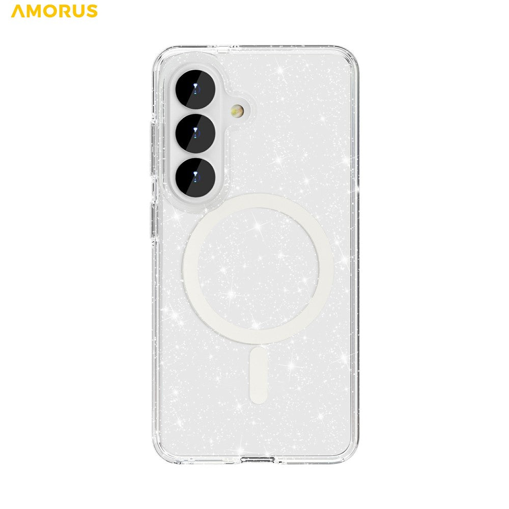 AMORUS For Samsung Galaxy S26 Magnetic Case Glitter Powder PC + TPU Phone Cover