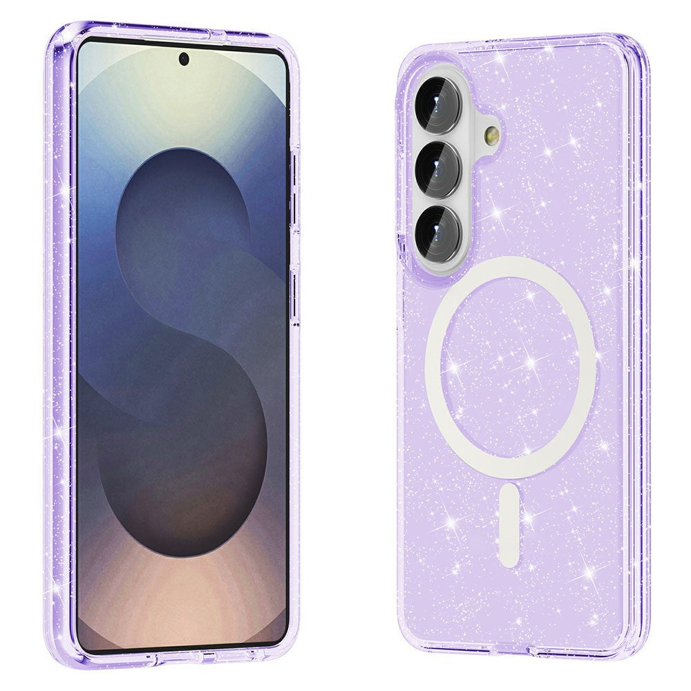 AMORUS till Samsung Galaxy S26+ Magnetiskt skal Glitterpulver PC + TPU-telefonskydd