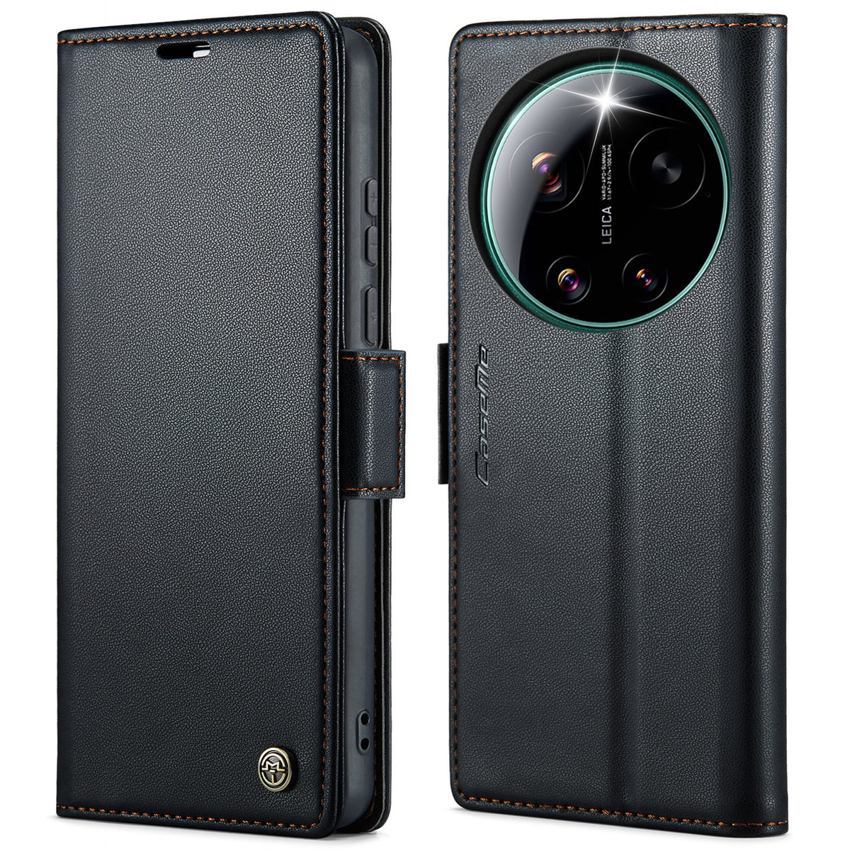 CaseMe för Xiaomi 17 Ultra 5G-skal CASEME 023-serien RFID-blockerande plånboksfodral Glansigt läderfodral med litchitextur