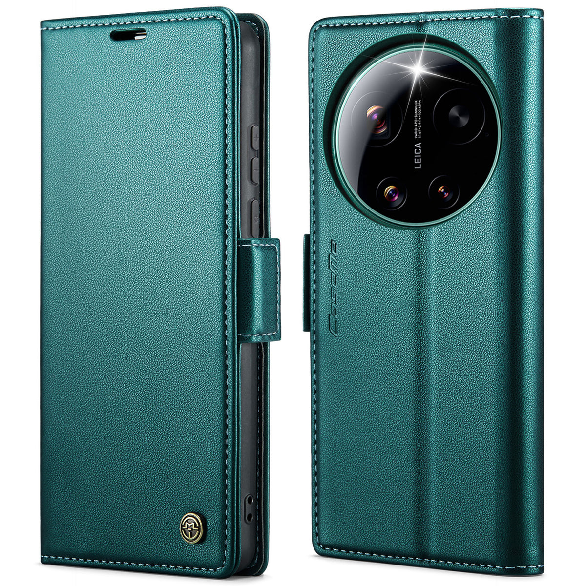 CaseMe til Xiaomi 17 Ultra 5G-etui, CASEME 023-serien, RFID-blokerende pung-etui, blankt læderetui med litchitekstur