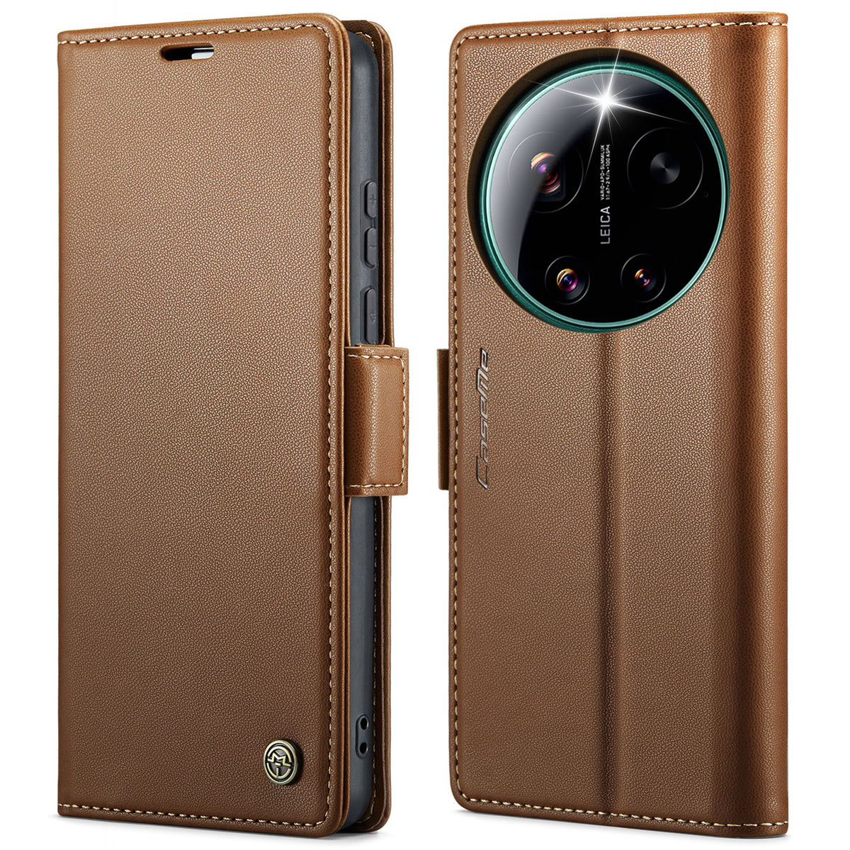 CaseMe för Xiaomi 17 Ultra 5G-skal CASEME 023-serien RFID-blockerande plånboksfodral Glansigt läderfodral med litchitextur