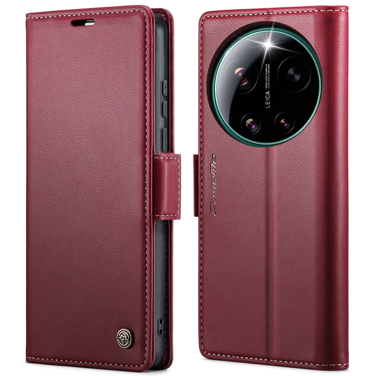 CaseMe för Xiaomi 17 Ultra 5G-skal CASEME 023-serien RFID-blockerande plånboksfodral Glansigt läderfodral med litchitextur