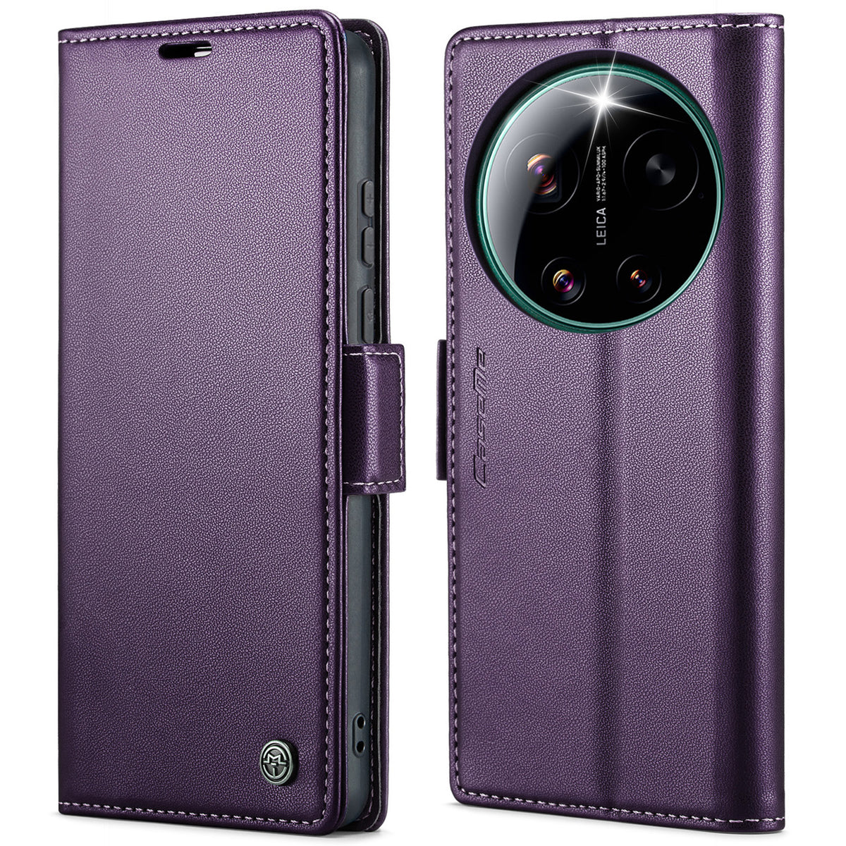 CaseMe för Xiaomi 17 Ultra 5G-skal CASEME 023-serien RFID-blockerande plånboksfodral Glansigt läderfodral med litchitextur