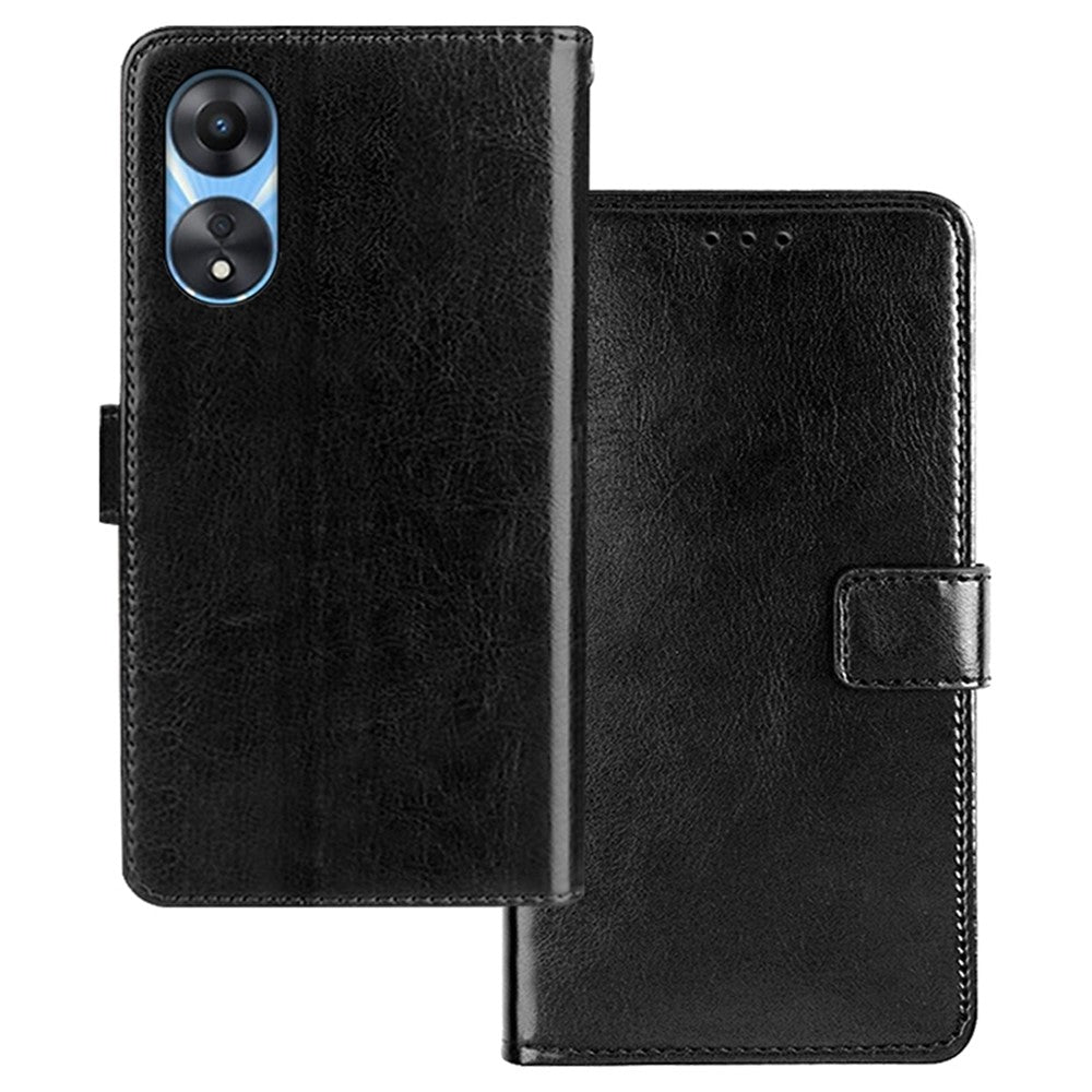 IDEWEI For Oppo A58 5G PU Leather Flip Cover, Wallet Feature Magnetic Closure Phone Case Crazy Horse Texture Shell with Stand
