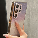 Samsung Galaxy S26 Ultra-skal med strass, kameraram, gradient, glitter, PC+TPU-mobilskal med elektropläterad ram