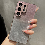 Samsung Galaxy S26 Ultra-skal med strass, kameraram, gradient, glitter, PC+TPU-mobilskal med elektropläterad ram
