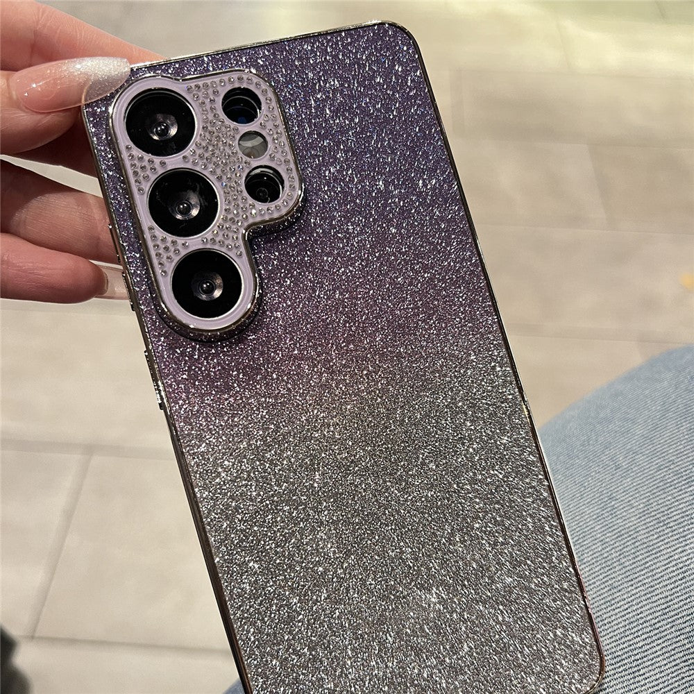 Samsung Galaxy S26 Ultra-skal med strass, kameraram, gradient, glitter, PC+TPU-mobilskal med elektropläterad ram