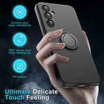 For Samsung Galaxy A27 5G Case Liquid Silicone Kickstand Cover with 2.5D Arc Edge Tempered Glass Film